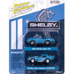 Shelby Cobra 50th Continuation Car & Shelby Cobra Daytona - Chrome 1:64 Scale Diecast Model Car by Johnny Lightning