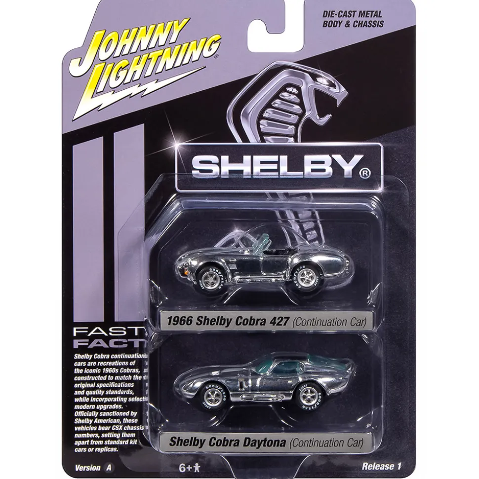 Shelby Cobra 50th Continuation Car & Shelby Cobra Daytona - Viking Blue 1:64 Scale Diecast Model Car by Johnny Lightning