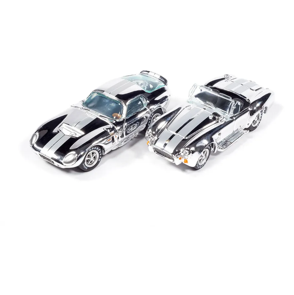 Shelby Cobra 50th Continuation Car & Shelby Cobra Daytona - Viking Blue 1:64 Scale Diecast Model Car by Johnny Lightning