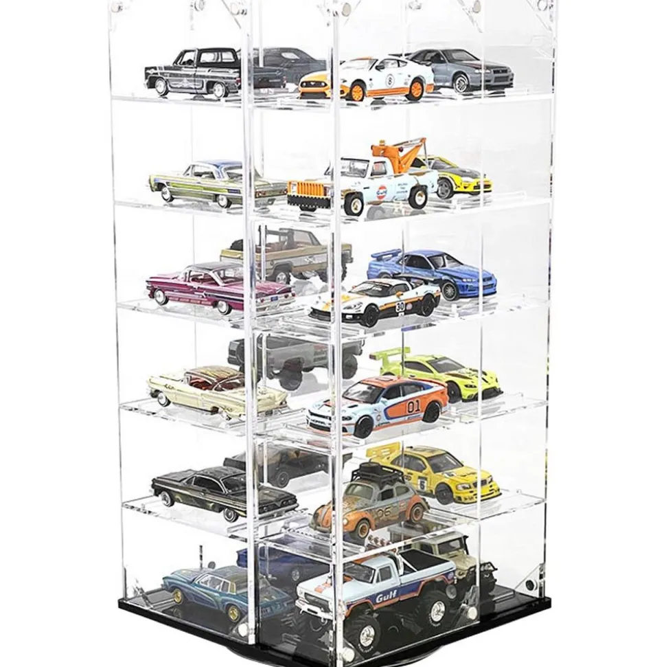 Showcase 1:64 Scale 24-Car Desk Top Spinner Display Case with Cover 1:64 Scale Acrylic Display Case by Mijo
