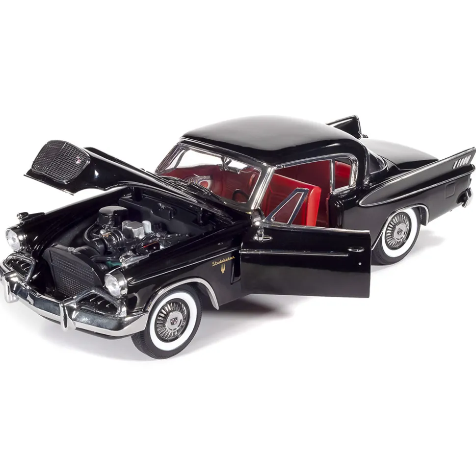 1957 Studebaker Gold Hawk MCACN - Midnight Black 1:18 Scale Diecast Model Car by Auto World