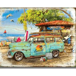 Sunset Surf Shack Metal Sign by Desperate Enterprises