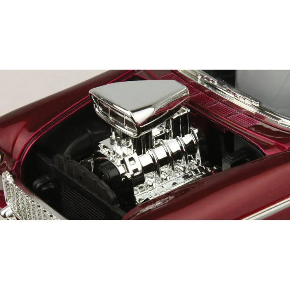 1955 Supercharged Chevy Bel Air - Burgundy 1:18 Scale Diecast Model by Motormax