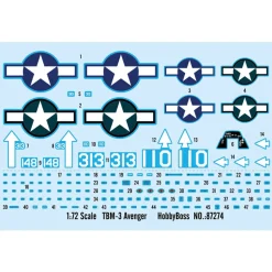 TBM-3 Avenger 1/72 Kit HOBBY BOSS (87274) 1:72 scale Plastic by HobbyBoss