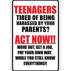 Teenagers Act Now Metal Sign SPSTE Embossed Aluminum by Signs 4 Fun