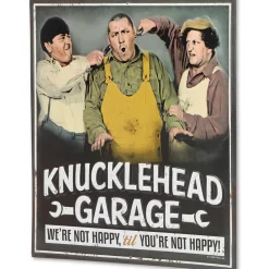 Three Stooges Knucklehead Garage Embossed Metal Sign Metal Sign by Open Roads