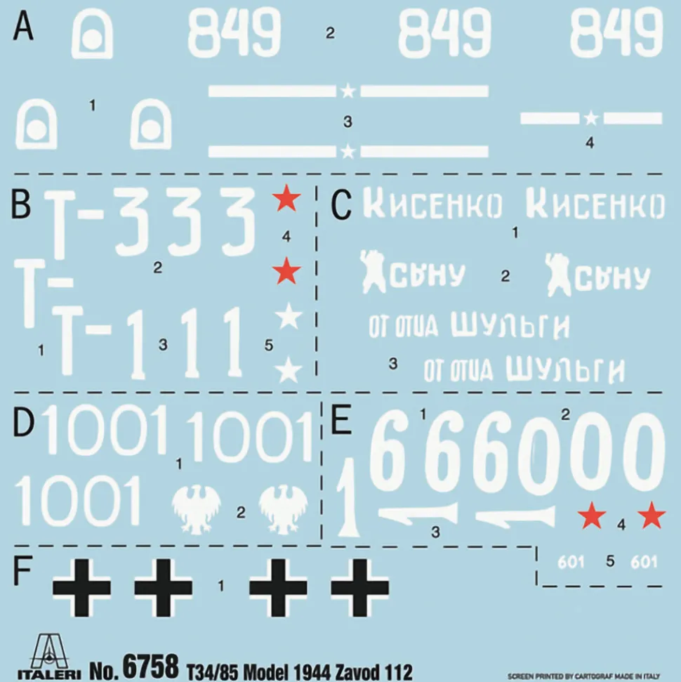 T34/85 Medium Tank 1/35 Kit 1:35 scale Plastic by Italeri