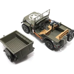 1/4-Ton Willys Jeep with Trailer 1/43 Die Cast Model 1:43 Scale Metal by Militaria Diecast