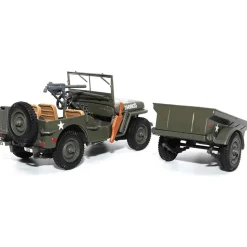 1/4-Ton Willys Jeep with Trailer 1/43 Die Cast Model 1:43 Scale Metal by Militaria Diecast