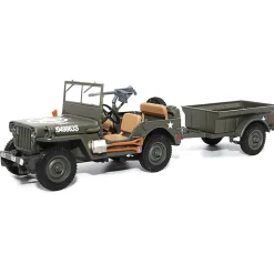 1/4-Ton Willys Jeep with Trailer 1/43 Die Cast Model 1:43 Scale Metal by Militaria Diecast
