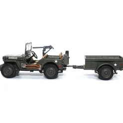 1/4-Ton Willys Jeep with Trailer 1/43 Die Cast Model 1:43 Scale Metal by Militaria Diecast