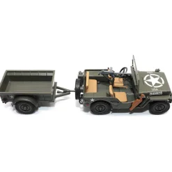 1/4-Ton Willys Jeep with Trailer 1/43 Die Cast Model 1:43 Scale Metal by Militaria Diecast