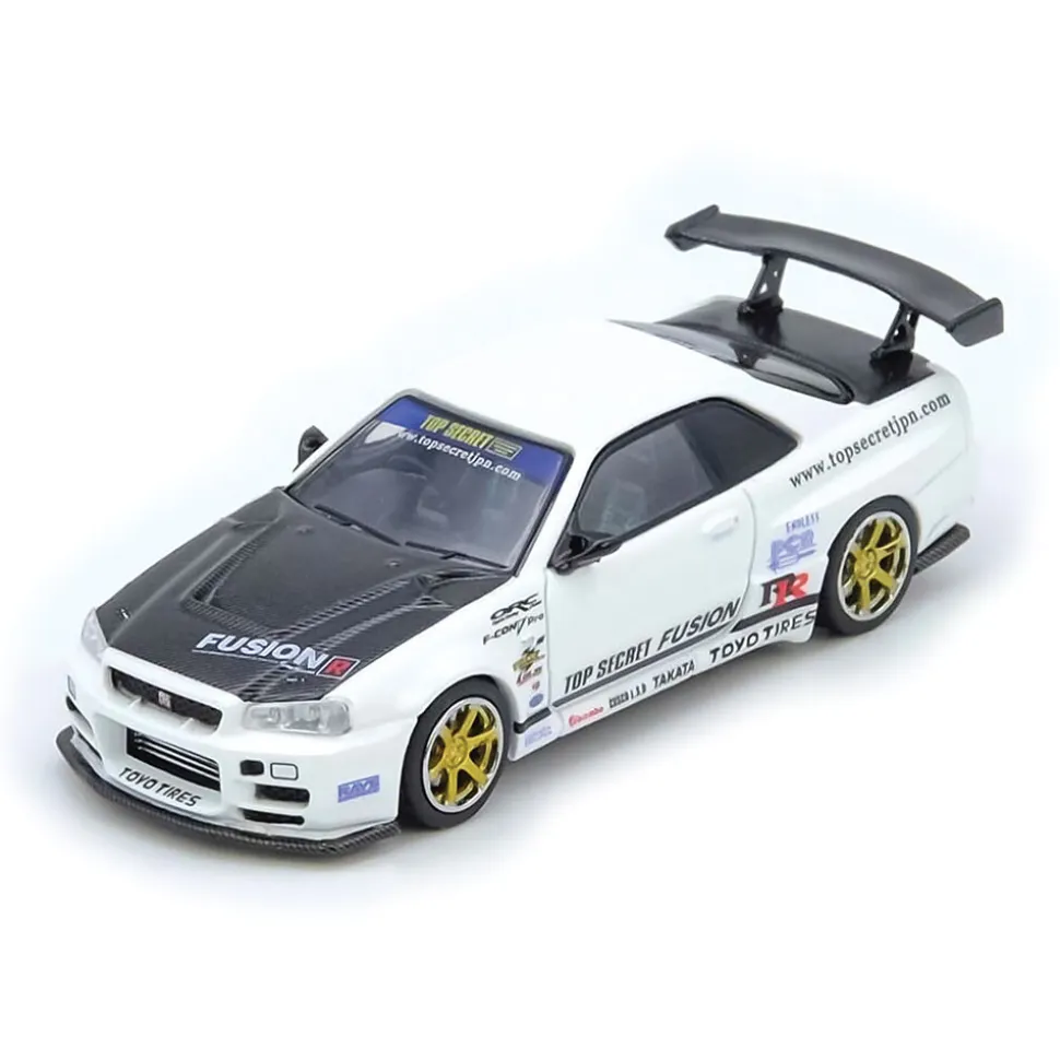 Top Secret Nissan R34 GT-R - White 1:64 Scale Diecast Model Car by Inno Models