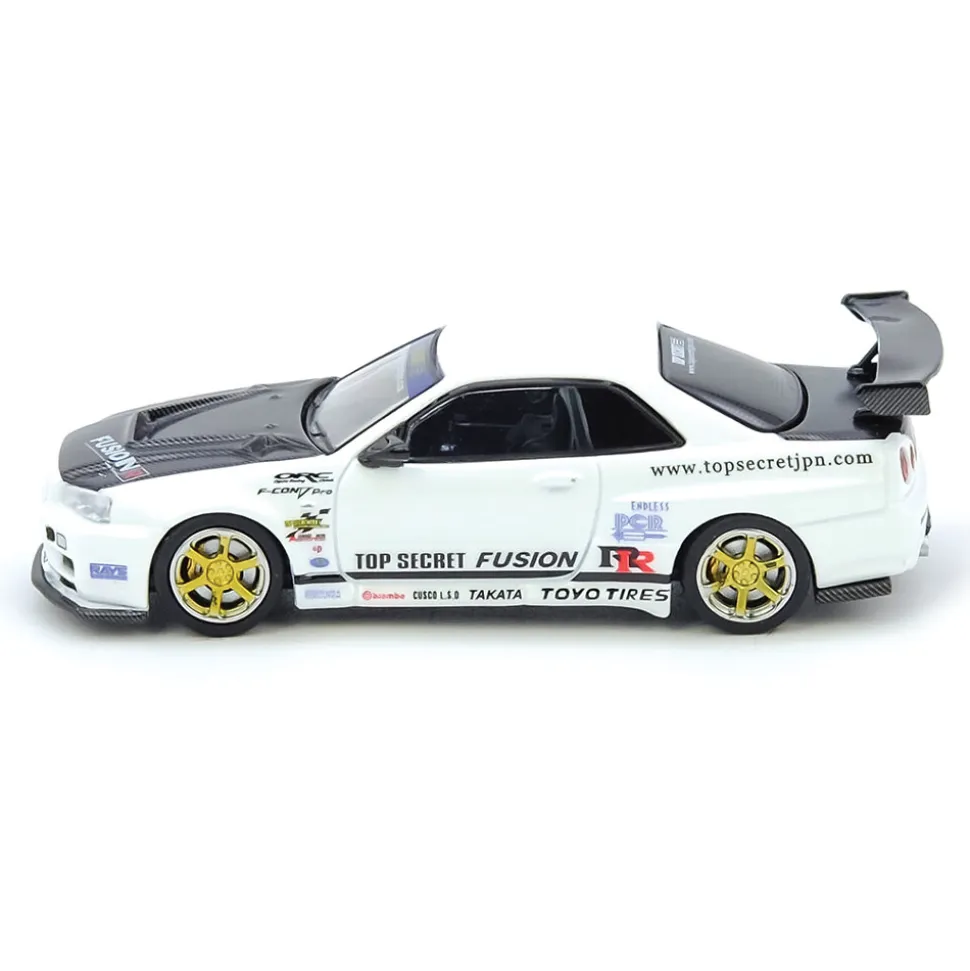 Top Secret Nissan R34 GT-R - White 1:64 Scale Diecast Model Car by Inno Models