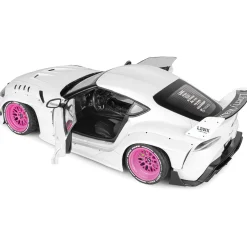 2025 Toyota GR Supra Liberty Walk Body Kit - White Pink 1:18 Scale Diecast Model Car by Solido