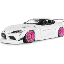 2025 Toyota GR Supra Liberty Walk Body Kit - White Pink 1:18 Scale Diecast Model Car by Solido