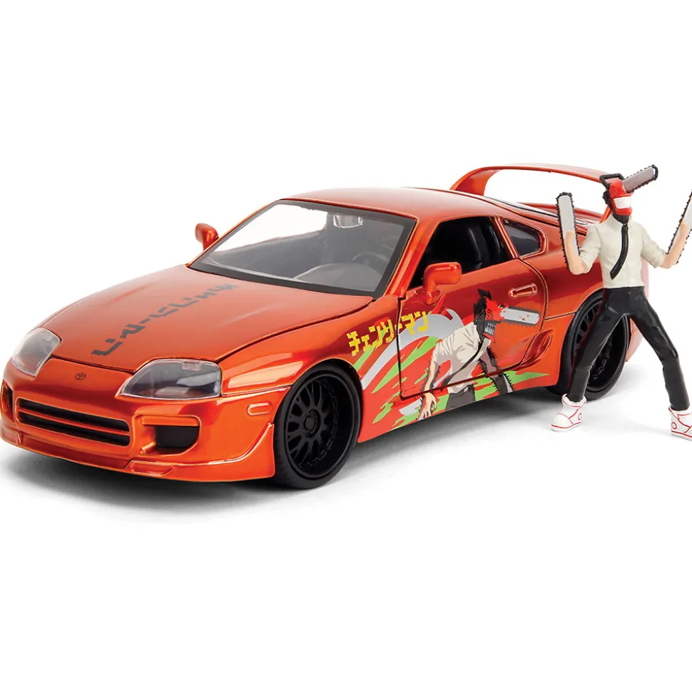 1995 Toyota Supra with Chainsaw Man Diecast Figure 1:24 Scale Diecast Model Car by Jada Toys
