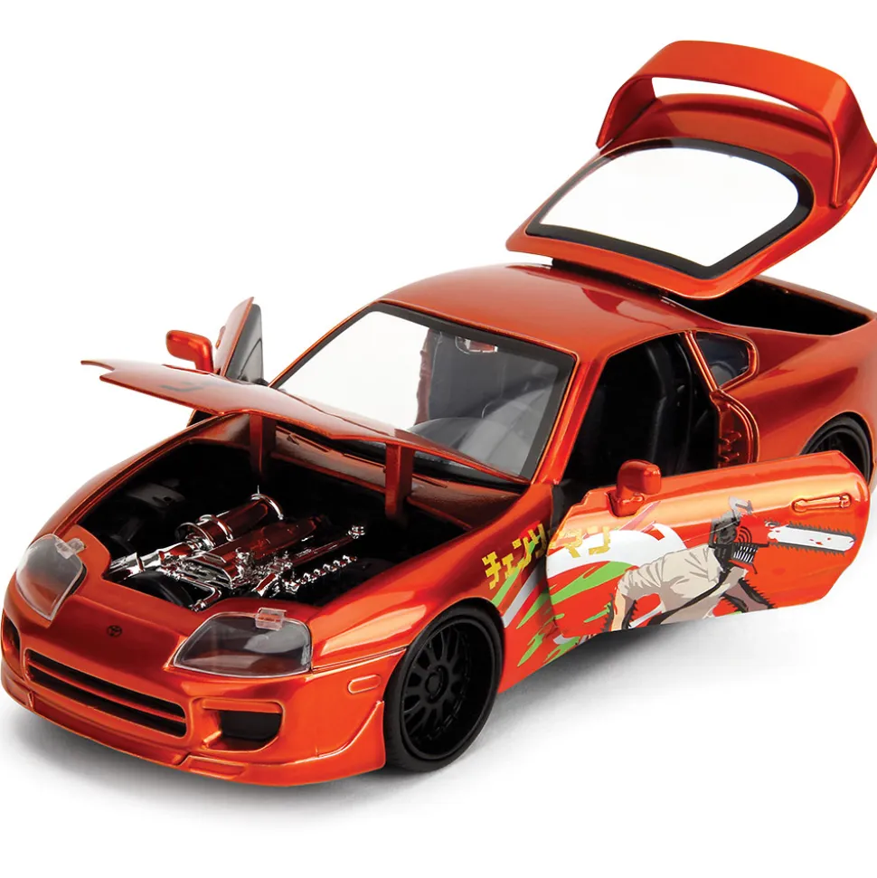 1995 Toyota Supra with Chainsaw Man Diecast Figure 1:24 Scale Diecast Model Car by Jada Toys