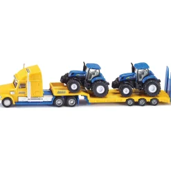 Tractor Trailer Truck With New Holland Tractors 1:87 Scale Diecast Model Truck by Siku