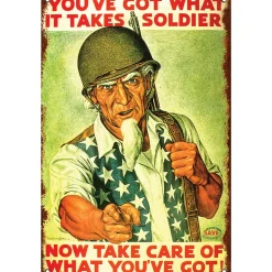 Uncle Sam Soldier Metal Sign V567 Heavy Gauge Steel by Vintage Sign Co.