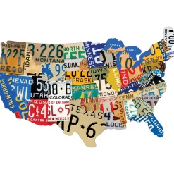 USA License Plate Map Metal Sign Metal Sign by Reedyville Goods LLC