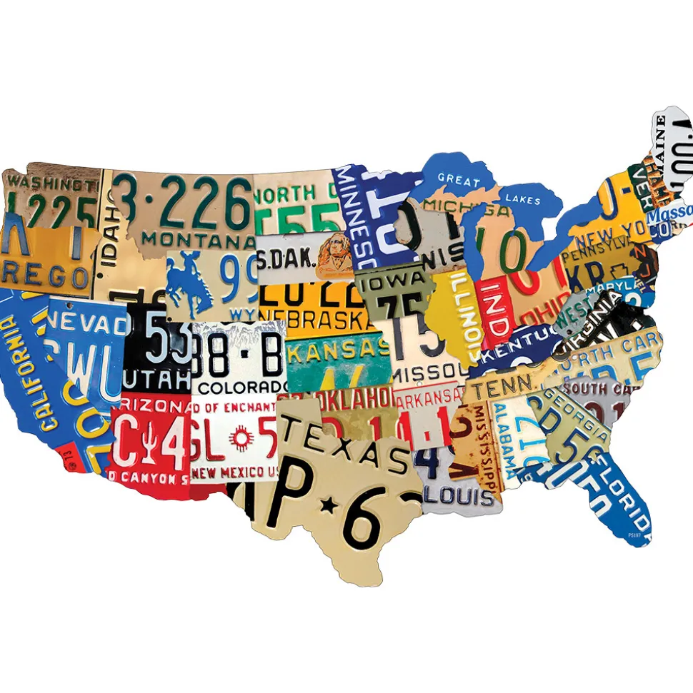 USA License Plate Map Metal Sign Metal Sign by Reedyville Goods LLC