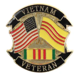 USA Vietnam Veteran Wavy Flags Lapel Pin 112025 zinc alloy by Ruffin Flag Company