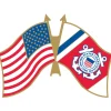 U.S. Flag and Coast Guard Flag Lapel Pin Eagle Emblems (P62604) by Eagle Emblems
