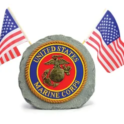 U.S. Marines Garden Stone with Flags Geocentral (R35183) by Geocentral