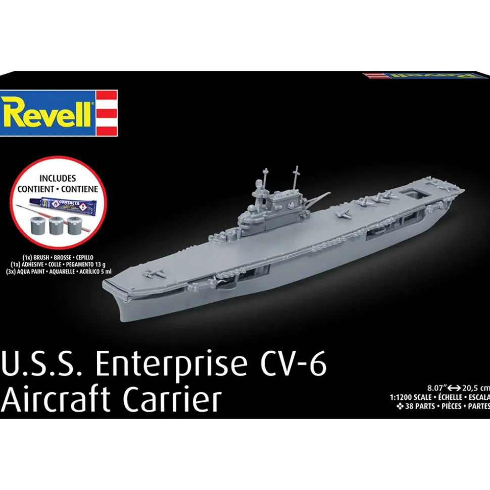 USS Enterprise CV-6 Complete Model Kit 1:1200 Scale Plastic Model Kit by Revell