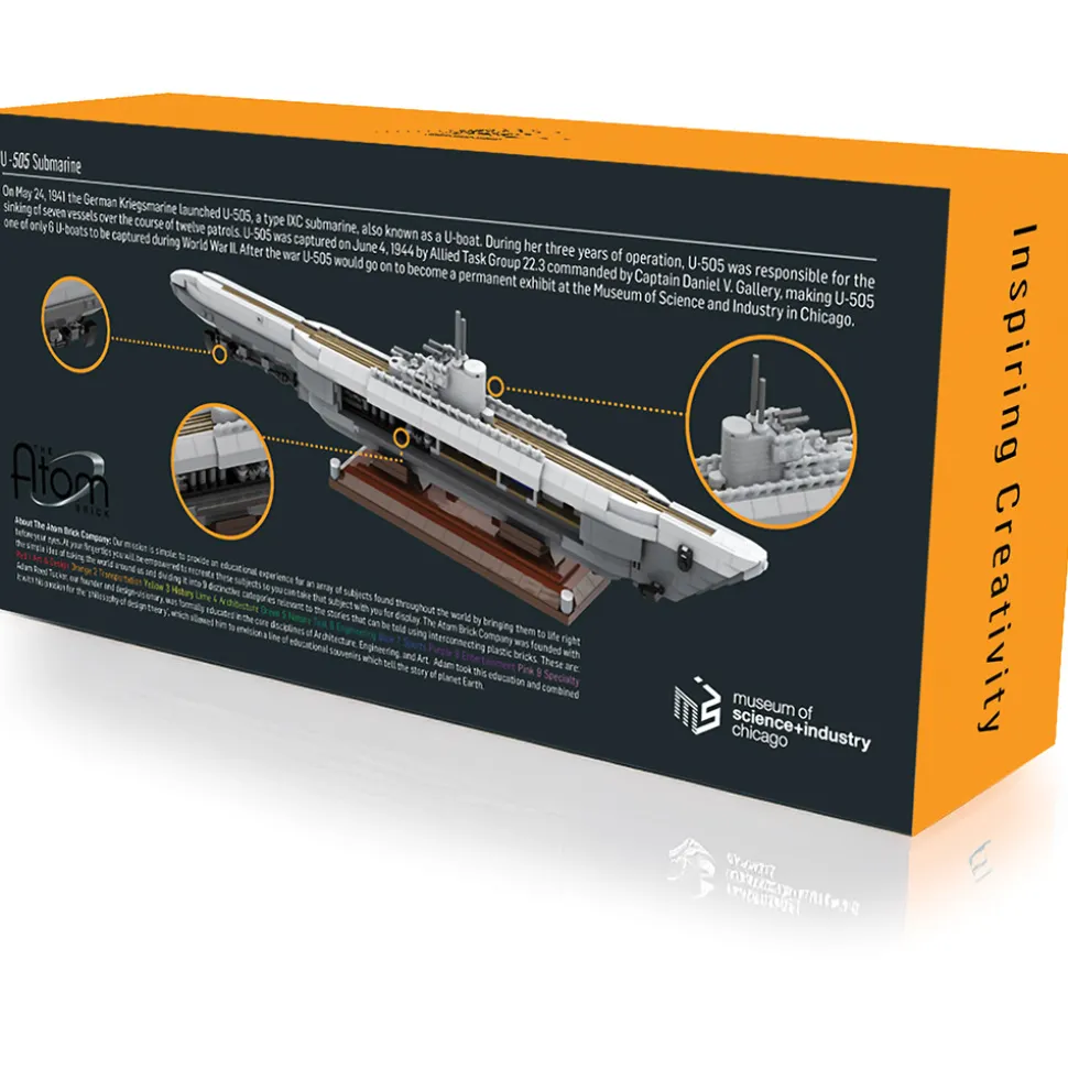 U-505 Submarine Building Block Model - 797 Pieces Building Brick Set by Atom Brick Company