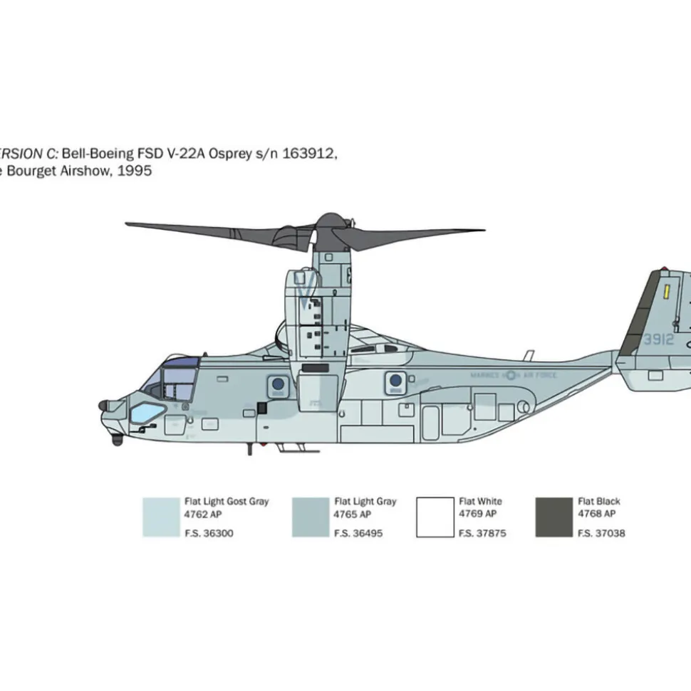 V-22A Osprey 1/72 Kit 1:72 Scale Plastic Model Kit by Italeri