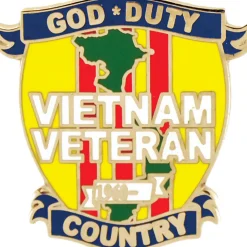 Vietnam Veteran, God, Duty Country Lapel Pin Eagle Emblems (P62375) Metal by Eagle Emblems