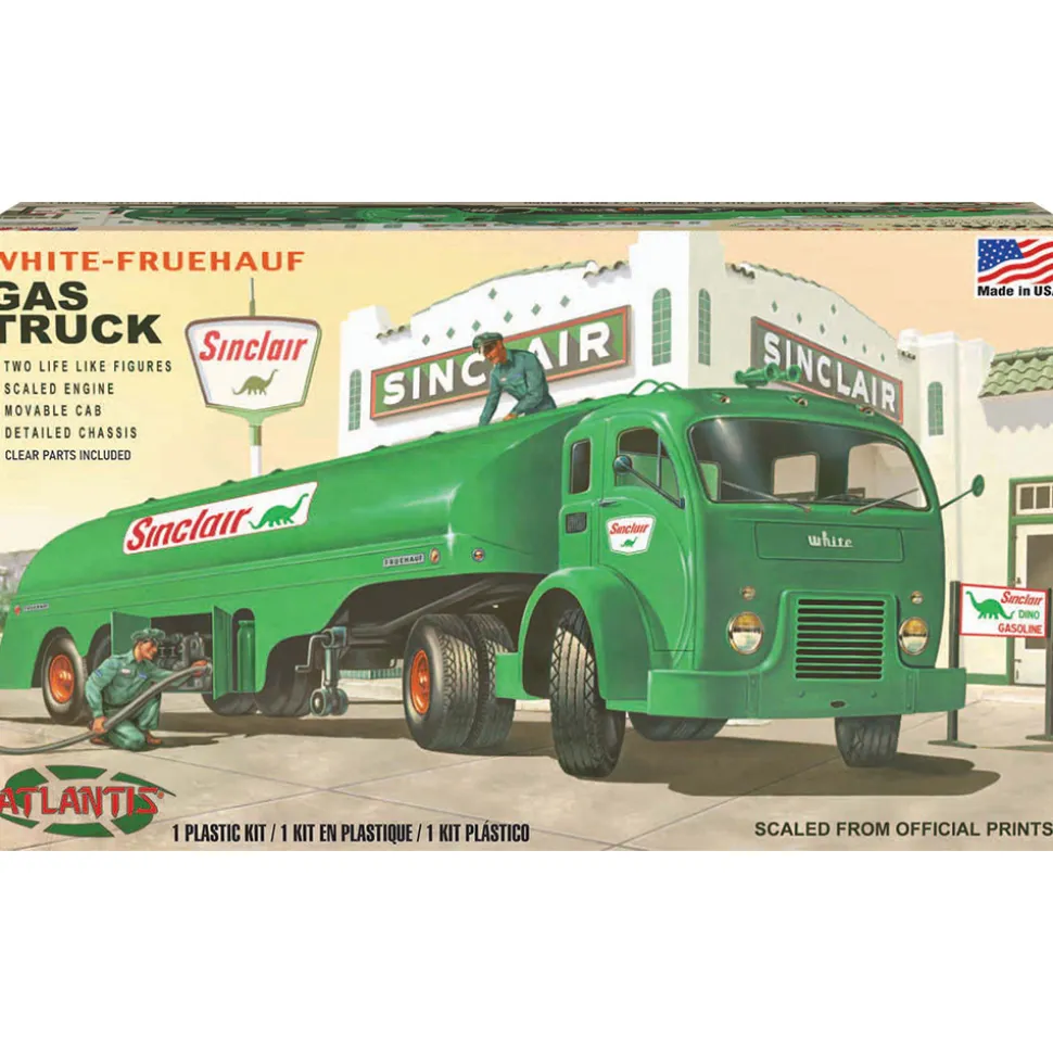 Vintage White Gasoline Truck - Model Kit 1:48 Scale Plastic Model Kit by Atlantis Models
