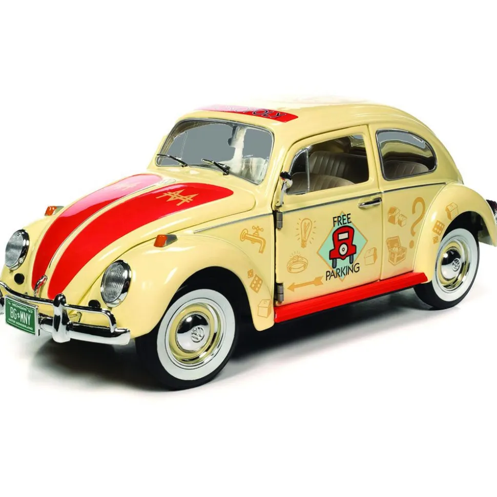 1963 Volkswagen Beetle Monopoly Free Parking - Yellow 1:18 Scale Diecast Model Car by Auto World