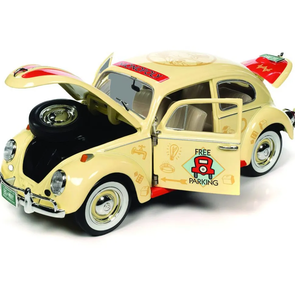 1963 Volkswagen Beetle Monopoly Free Parking - Yellow 1:18 Scale Diecast Model Car by Auto World