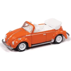 1975 Volkswagen Super Beetle Convertible - Pumpkin Orange 1:64 Scale Diecast Model Car by Johnny Lightning