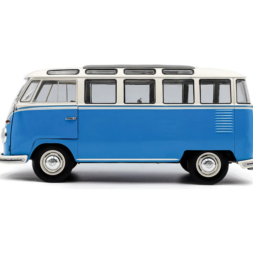 1962 Volkswagen T1 Samba - Blue/White 1:18 Scale Diecast Model Car by Solido