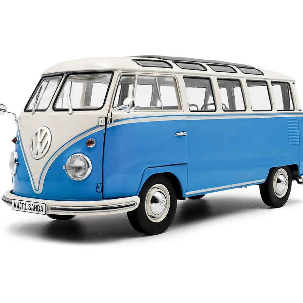 1962 Volkswagen T1 Samba - Blue/White 1:18 Scale Diecast Model Car by Solido