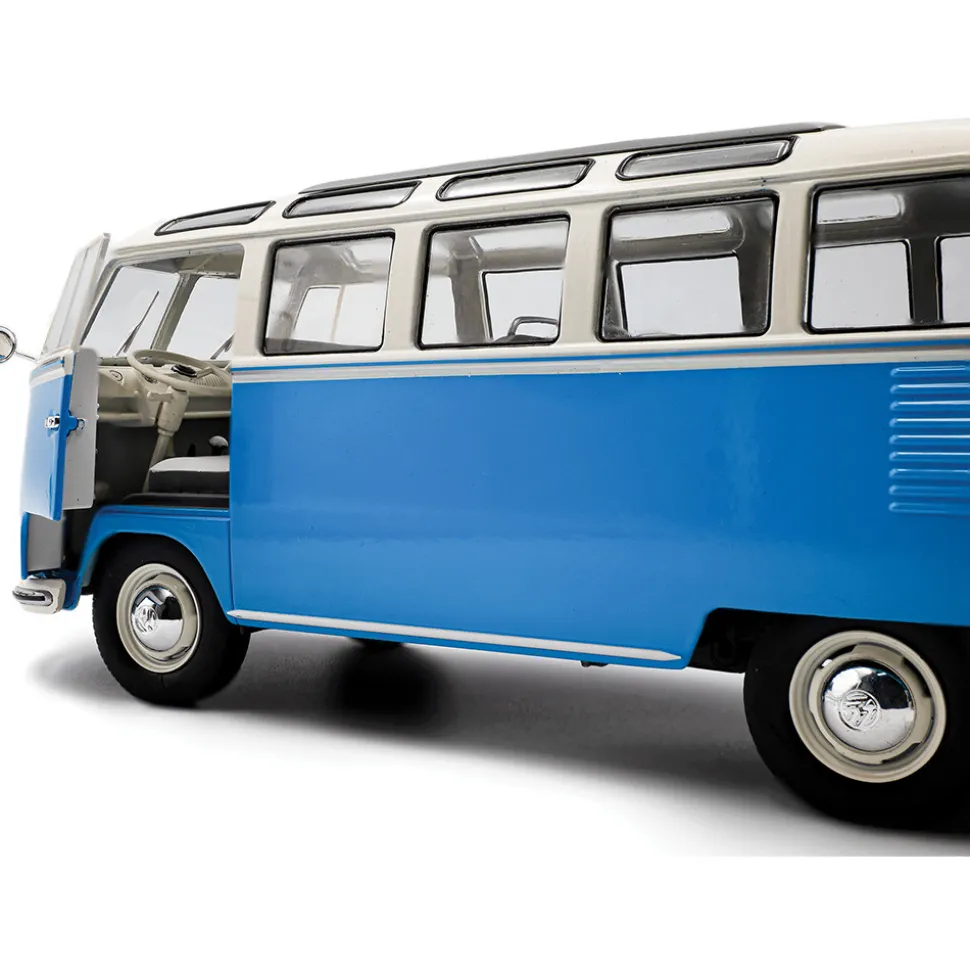 1962 Volkswagen T1 Samba - Blue/White 1:18 Scale Diecast Model Car by Solido
