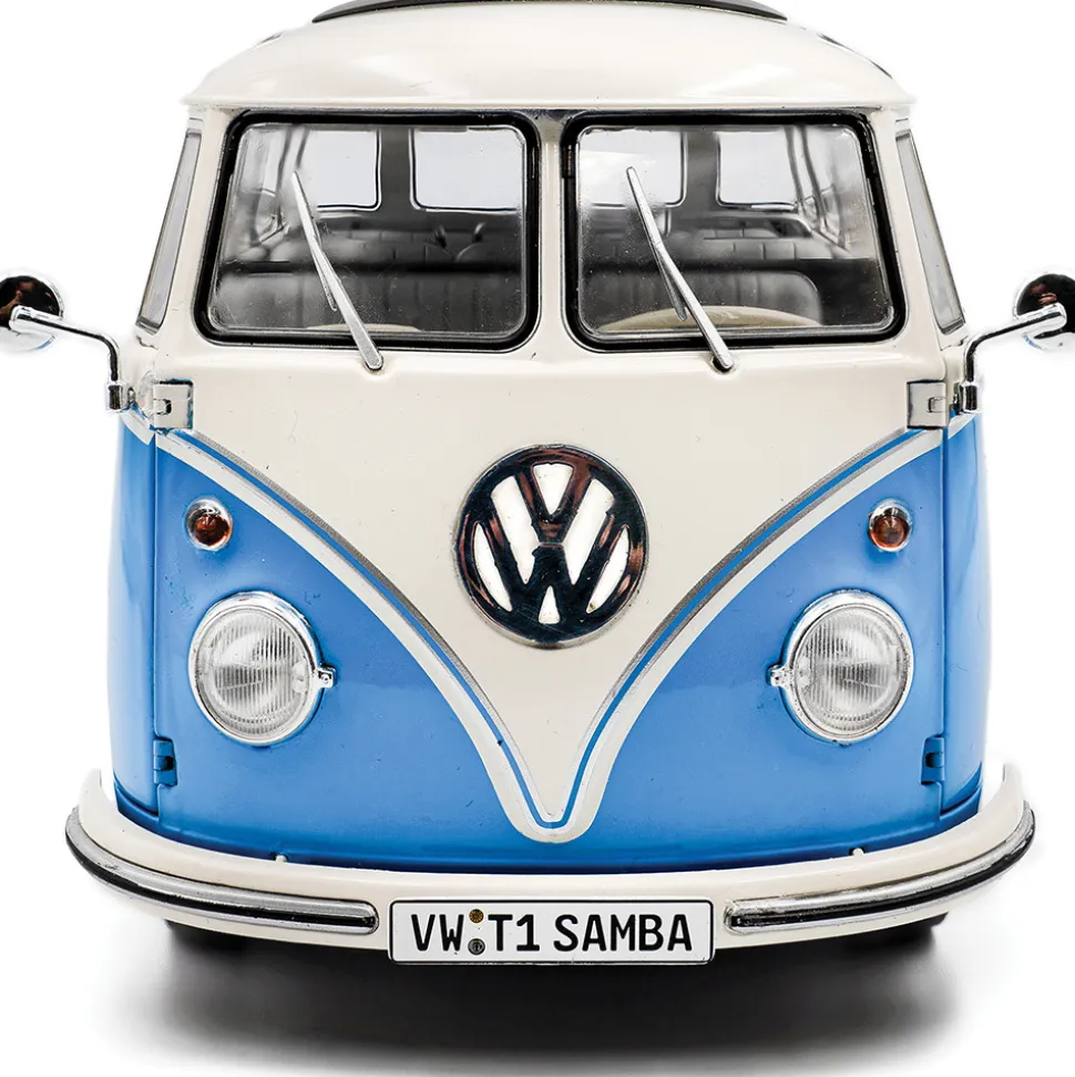 1962 Volkswagen T1 Samba - Blue/White 1:18 Scale Diecast Model Car by Solido
