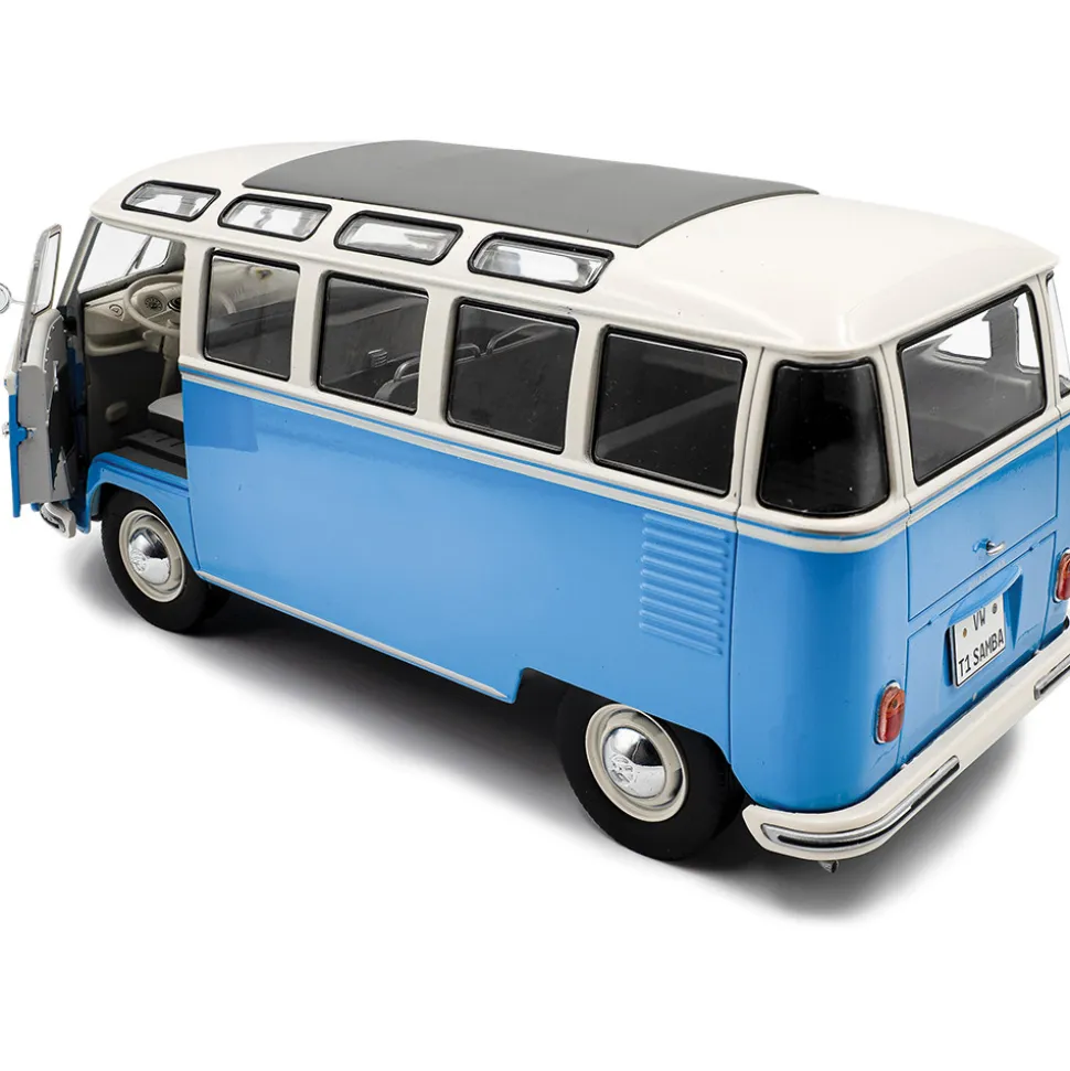 1962 Volkswagen T1 Samba - Blue/White 1:18 Scale Diecast Model Car by Solido