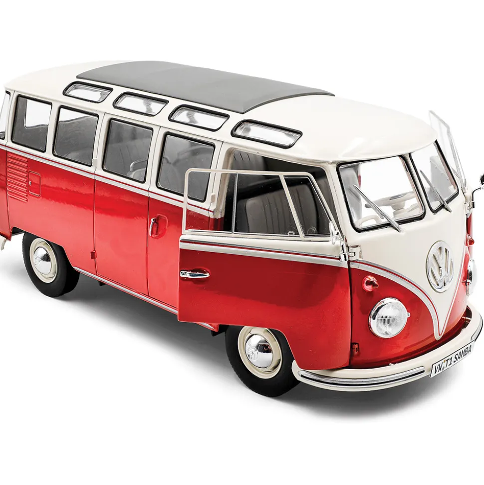 1962 Volkswagen T1 Samba - Red/White 1:18 Scale Diecast Model Car by Solido