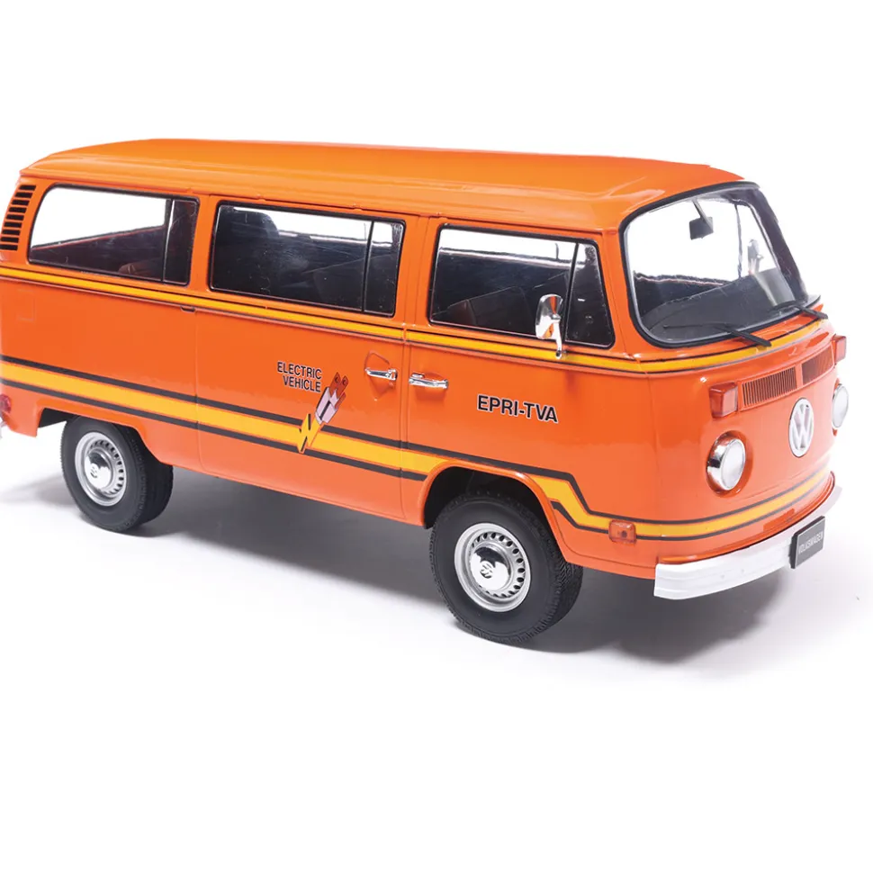 1978 Volkswagen Type 2 Bus "Elektrotransporter" - Orange 1:18 Scale Diecast Model Truck by IXO Models