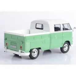 Volkswagen Type 2 ( T1 ) - Pickup-2-White / Green 1:24 Scale Diecast Model Truck by Motormax