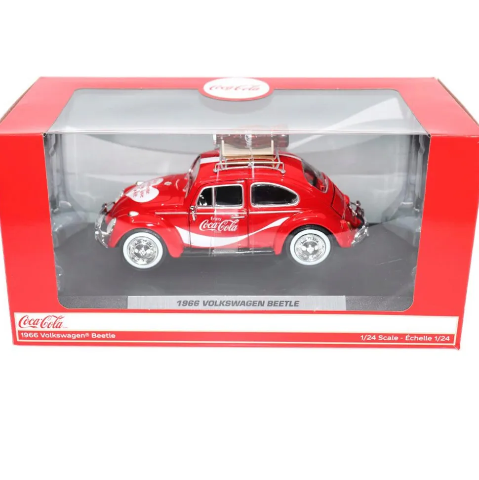 1966 VW Beetle with Bottle on Top Rack 1:24 Scale Diecast Model Car by Motor City Classics
