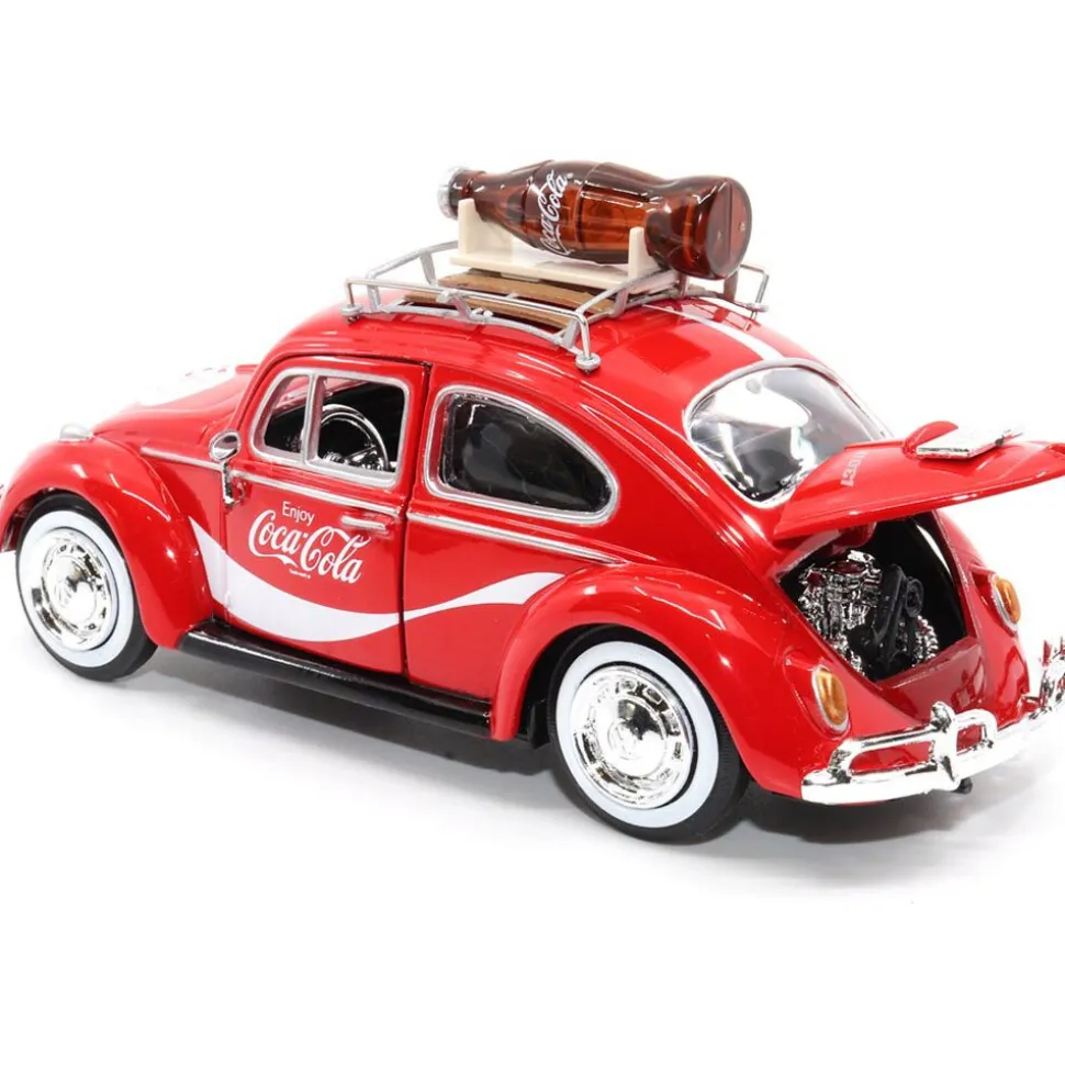 1966 VW Beetle with Bottle on Top Rack 1:24 Scale Diecast Model Car by Motor City Classics