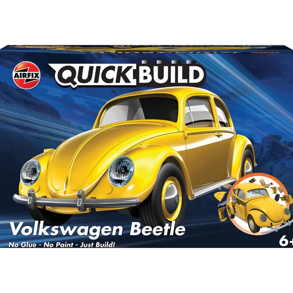 VW Beetle - Yellow - Quickbuild 36 Parts Plastic Model Kit by Airfix