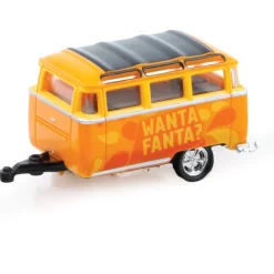 1960 VW Double Cab Truck with 1960 VW 15-Window Bus - Fanta 1:64 Scale Diecast Model Truck by M2 Machines