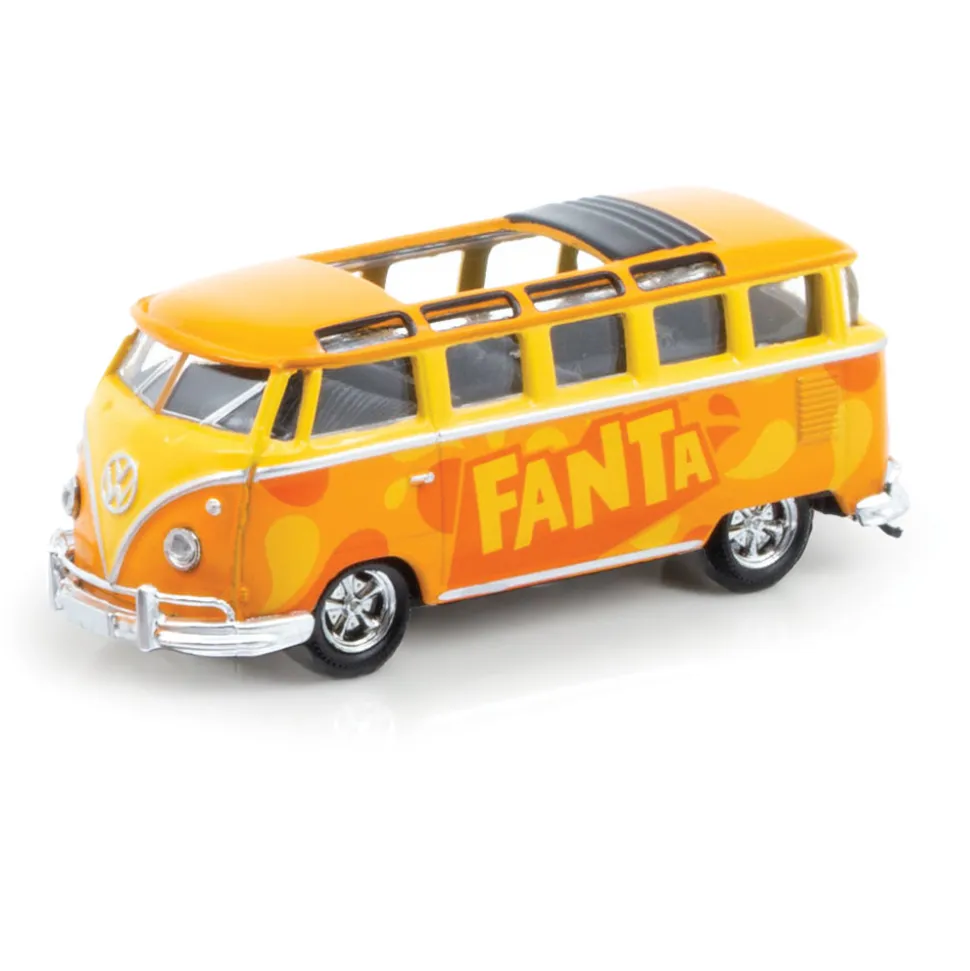1960 VW Double Cab Truck with 1960 VW 15-Window Bus - Fanta 1:64 Scale Diecast Model Truck by M2 Machines